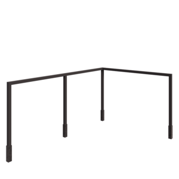 Pergola en acier - Angle - 600 x 412 x 230 cm - RAL7016 mat (gris anthracite) - Avec plot béton