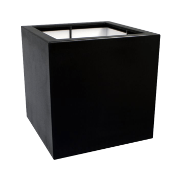 Jardinière en polyester - Carré - 100 x 100 x 100 cm - RAL9005 mat (noir) - Avec fond