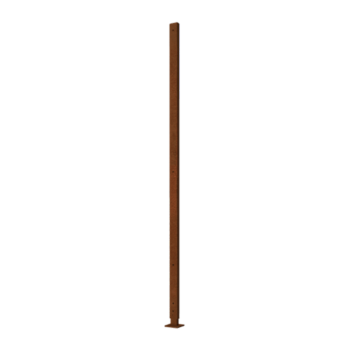 Poteau droit en acier corten avec base plate 190 x 6 x 3 cm