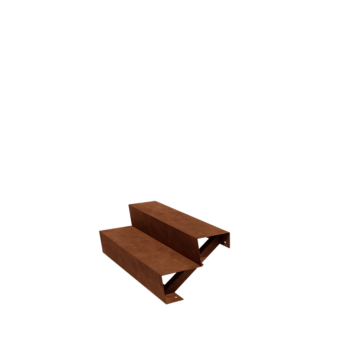 Escalier de jardin en acier Corten - 2-marches - 48 x 100 x 34 cm