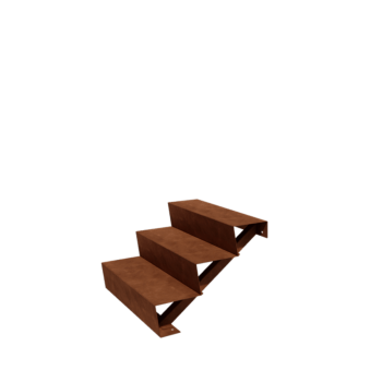 Escalier de jardin en acier Corten - 3-marches - 48 x 80 x 51 cm