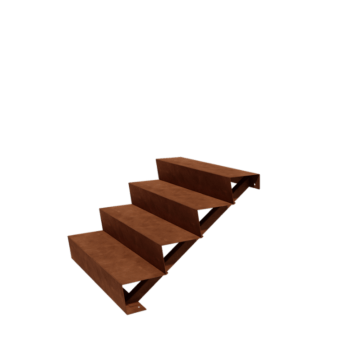 Escalier de jardin en acier Corten - 4-marches - 48 x 100 x 68 cm