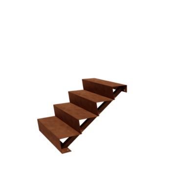 Escalier de jardin en acier Corten - 4-marches - 48 x 80 x 68 cm