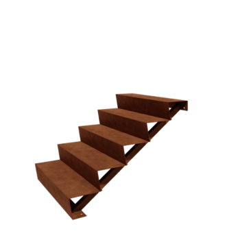 Escalier de jardin en acier Corten - 5-marches - 48 x 100 x 85 cm