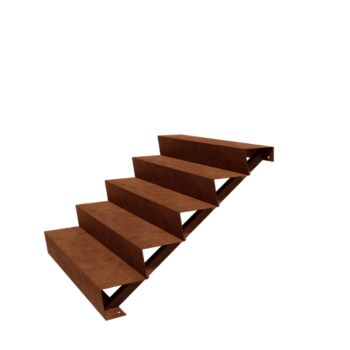 Escalier de jardin en acier Corten - 5-marches - 48 x 120 x 85 cm