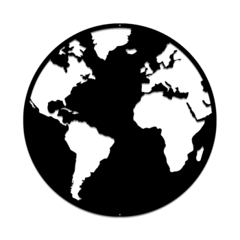 Décoration murale en métal - Carte du Monde Large - 80 x 80 cm