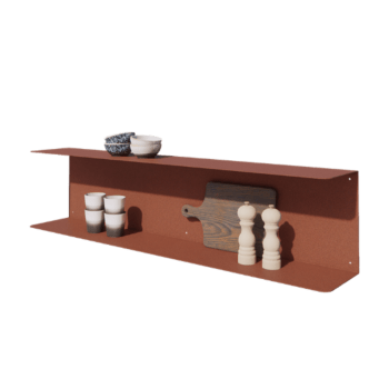 Étagère murale en acier - Forme en C - 120 x 20 x 28 cm - Corten look Étagère murale en acier - Forme en C - 120 x 20 x 28 cm - Corten look