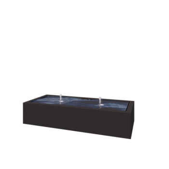 Tables d'eau en aluminium - Lyra - 200 x 80 x 40 cm - RAL9005 mat (noir) - Avec éclairage LED