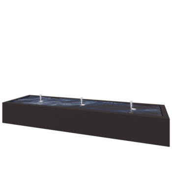 Tables d'eau en aluminium - Lyra - 300 x 80 x 40 cm - RAL9005 mat (noir) - Avec éclairage LED