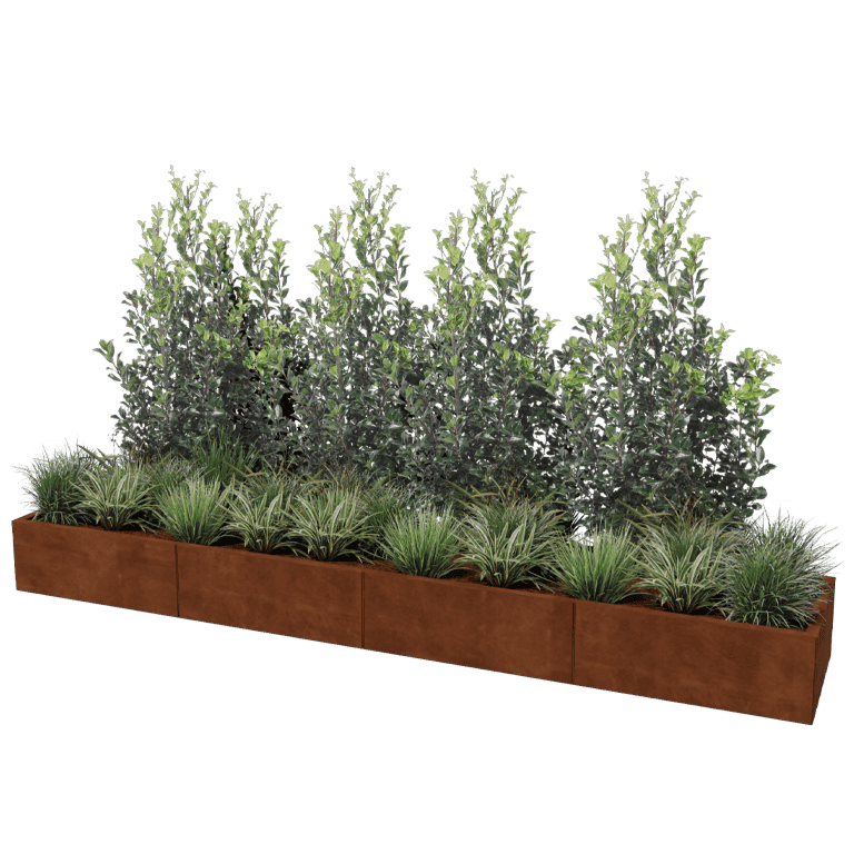 Jardinière en acier corten Texas xxl 320 x 60 cm