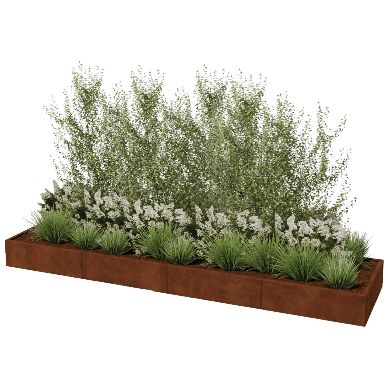Bac à plantes en acier corten Texas xxl 400 x 100 cm