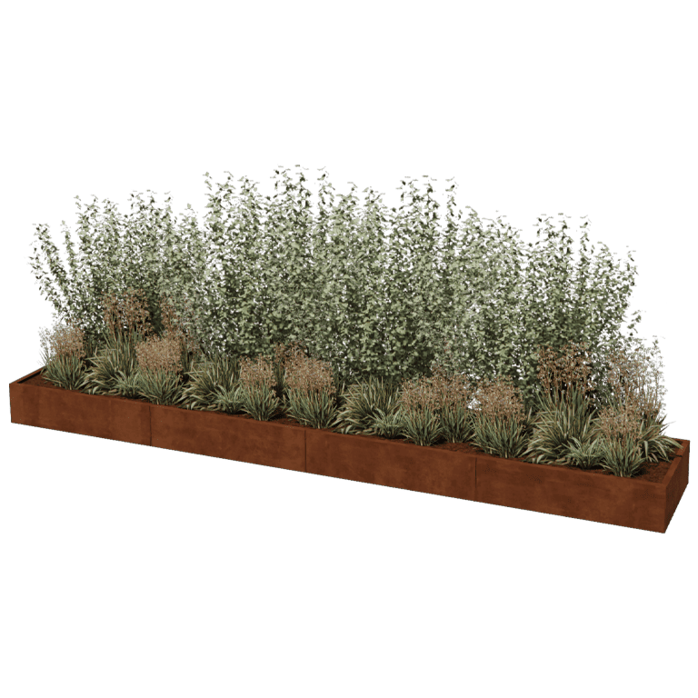 Jardinière en acier corten Texas xxl 480 x 80 cm