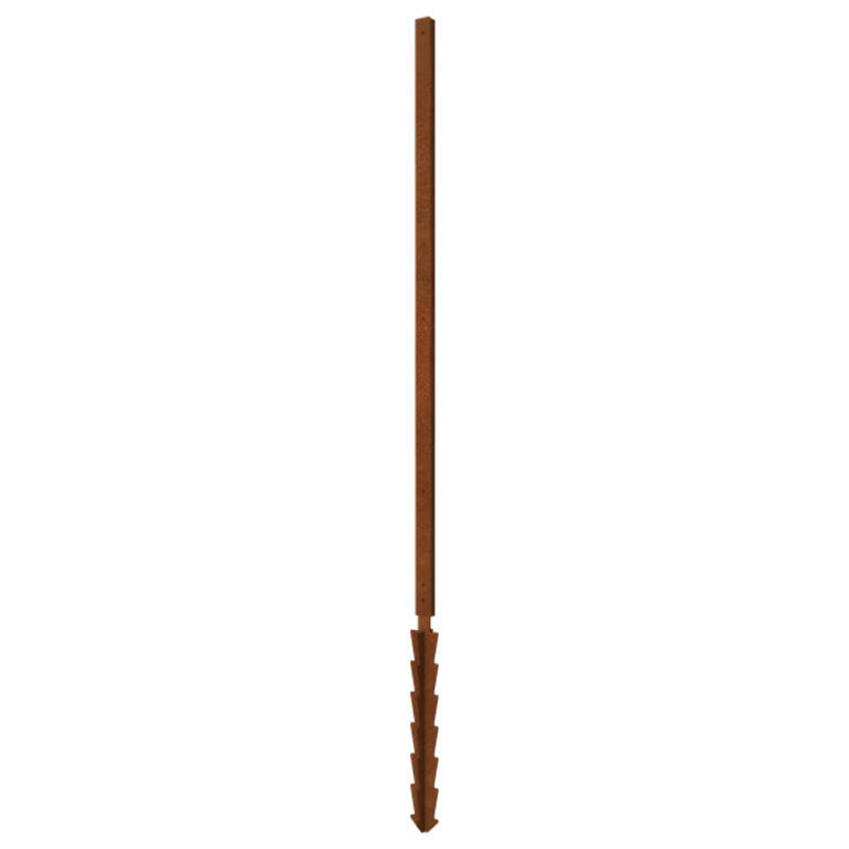 Poteau droit en acier corten avec piquet de terre 190 x 6 x 3 cm