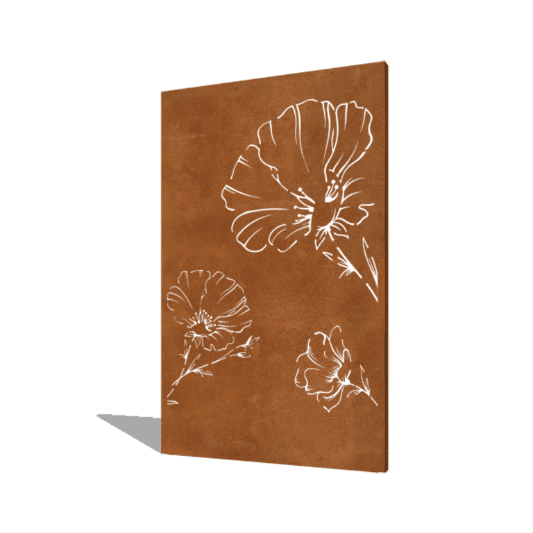 Panneau en acier corten coquelicot 120 x 6 x 190 cm