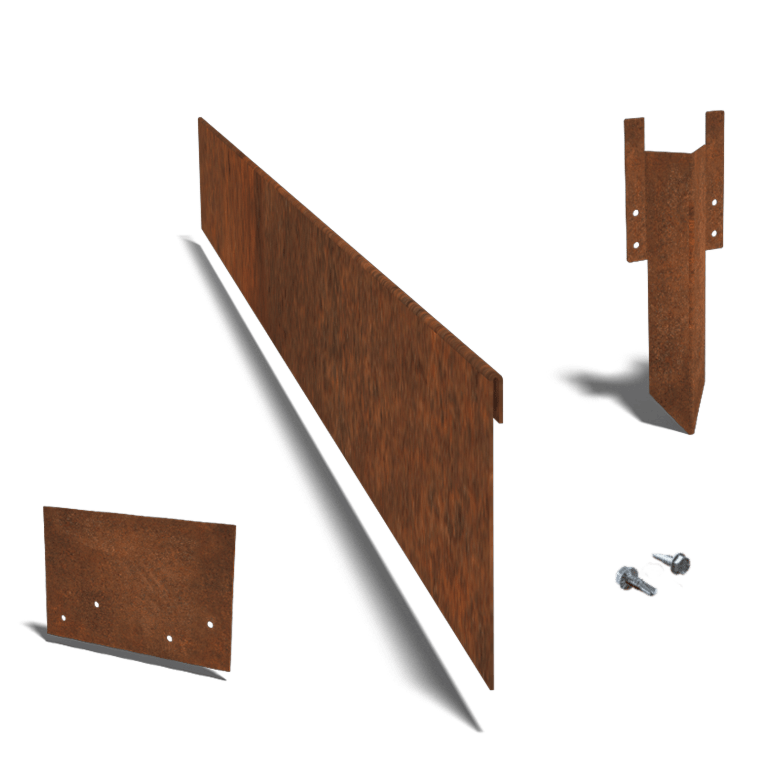 Bordure en acier corten à bord aplati 13 cm kit complet pour 24 mètres