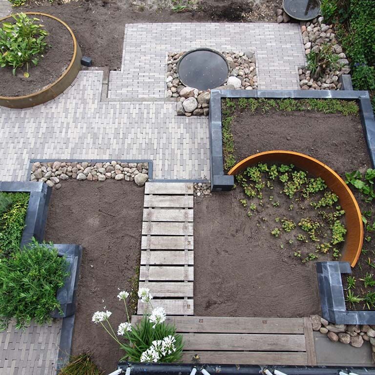 Mur de soutènement en acier corten courbe intérieure 100 x 100 cm (hauteur 40 cm)