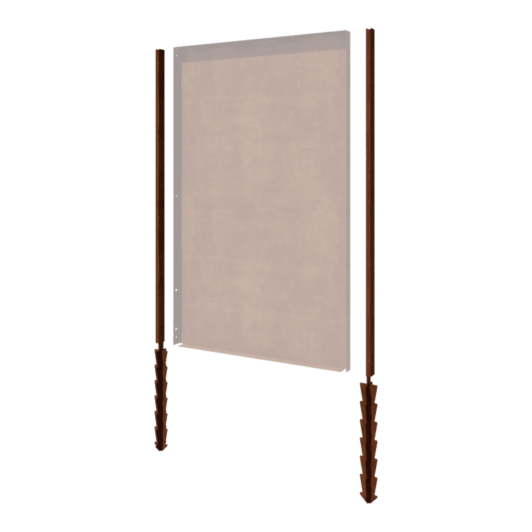 Poteau droit en acier corten avec piquet de terre 190 x 6 x 3 cm