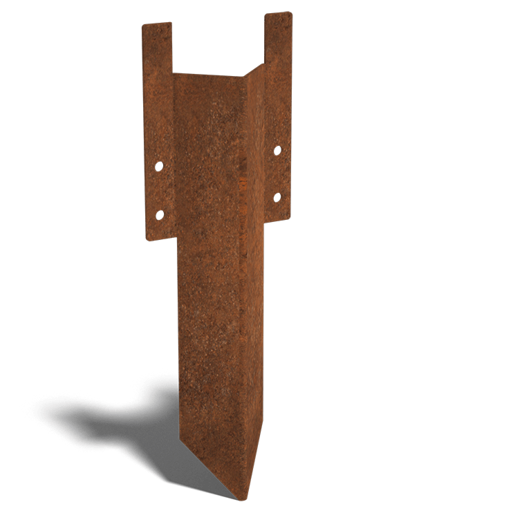 Piquet de terre en acier corten bas 12 - 15 cm