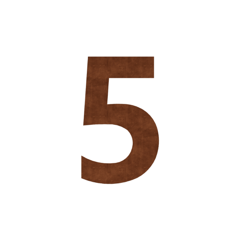 Numéro de maison en acier Corten 5 - 9,2 x 15 cm - Adhésif