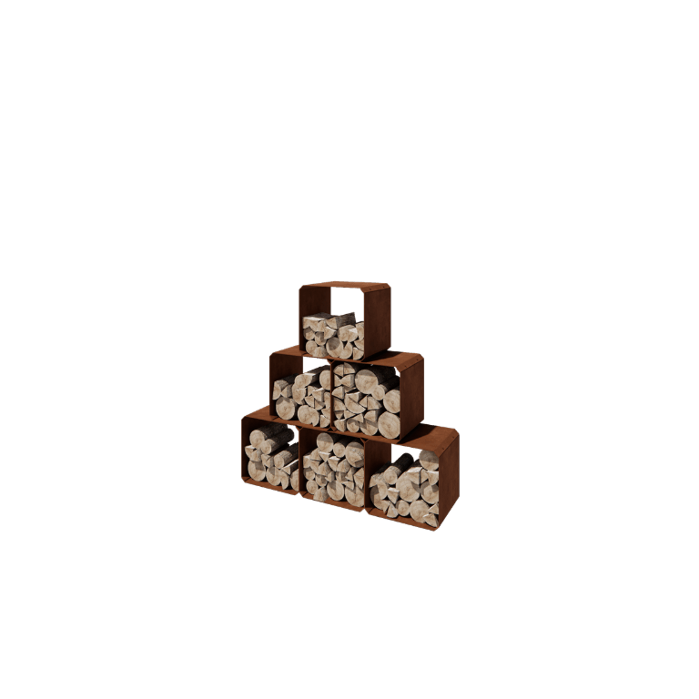 Range-bûches en acier Corten Colorado - 6 pièces