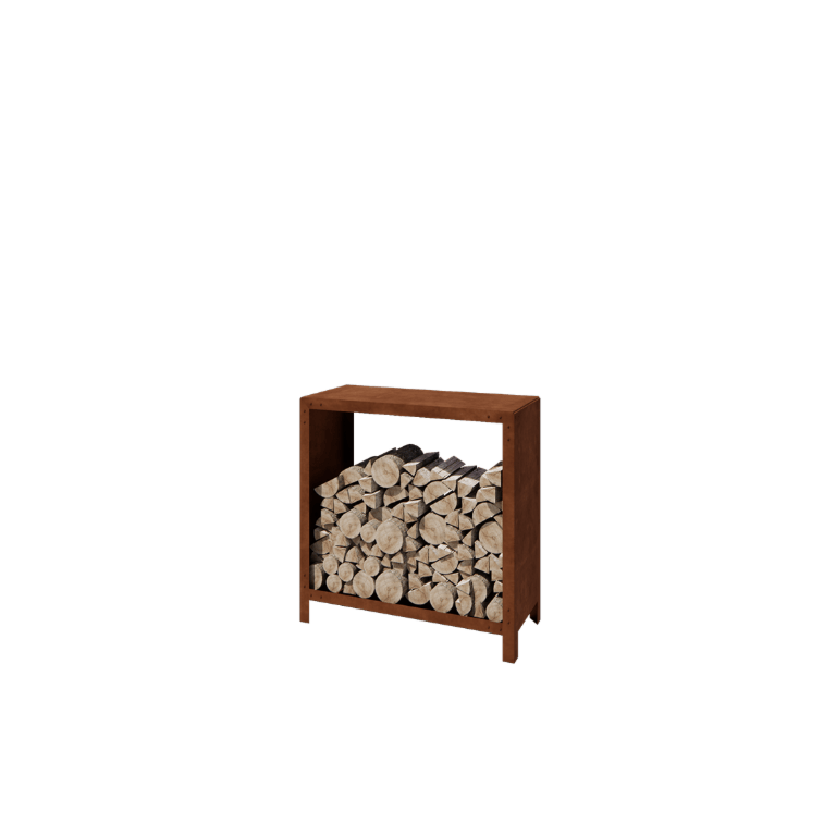 Range-bûches en acier Corten - Indiana - 100 x 40 x 100 cm