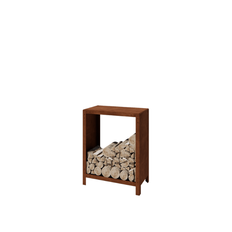 Range-bûches en acier Corten - Indiana - 80 x 40 x 100 cm