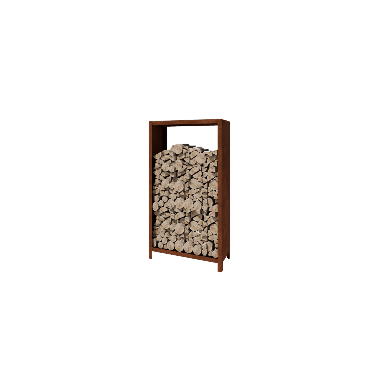 Range-bûches en acier Corten - Indiana - 100 x 40 x 180 cm