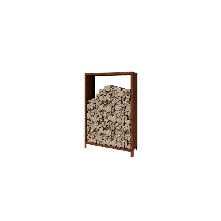 Range-bûches en acier Corten Indiana 180 x 120 x 40 cm