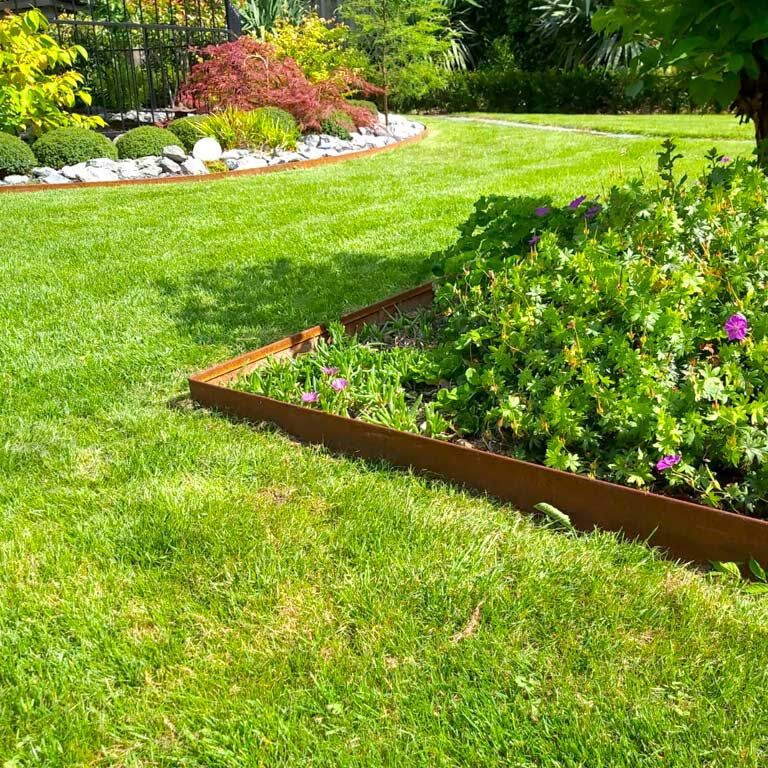 Bordure en acier corten à bord aplati 23 cm kit complet pour 24 mètres