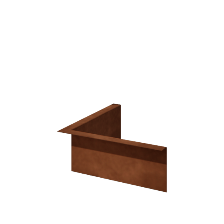 Bordure en acier corten à bord replié 12 cm angle intérieur