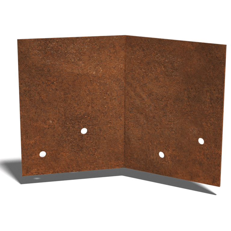 Plaque d'accouplement en acier corten 45º milieu 22 - 25 cm