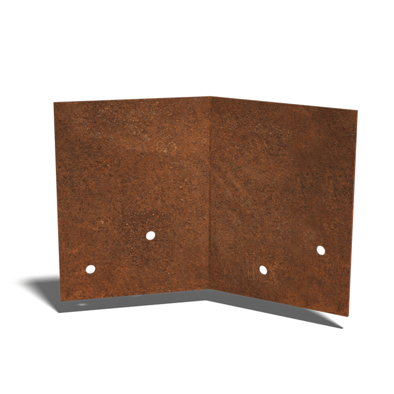 Plaque d'accouplement en acier corten 45º basse 12 - 15 cm