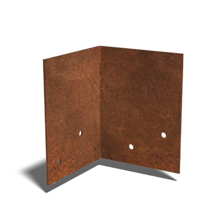 Plaque d'accouplement en acier corten 90º basse 12 - 15 cm
