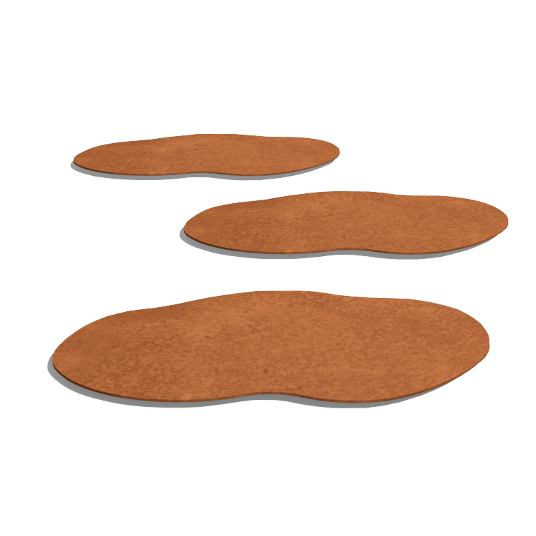 Dalle de cheminement en acier corten organiques 50 x 25 cm