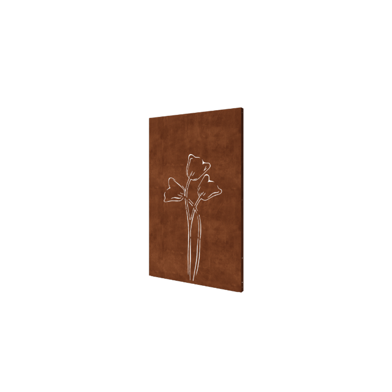 Panneau en acier corten tulipe symétrique 120 x 6 x 190 cm