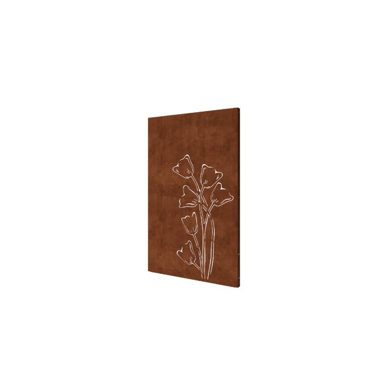 Panneau décoratif en acier Corten - Tulipe a-symétrique - 120 x 6 x 190 cm