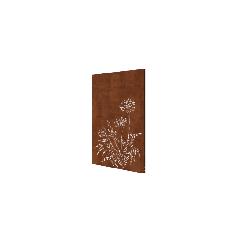 Panneau en acier corten bleuet 120 x 6 x 190 cm