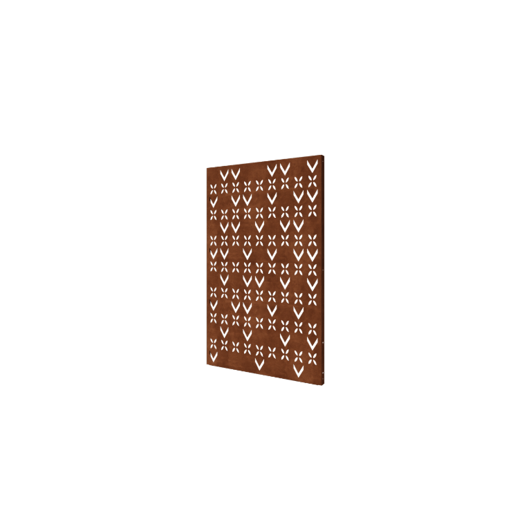 Panneau en acier corten motif de toit composition 5 120 x 6 x 190 cm