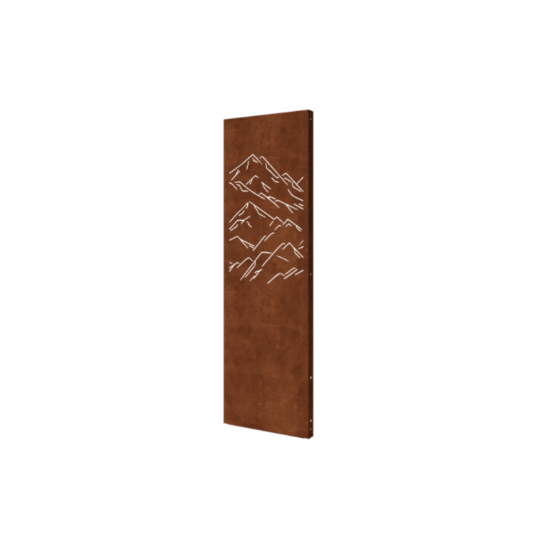 Panneau en acier corten montagnes composition 1 60 x 6 x 190 cm