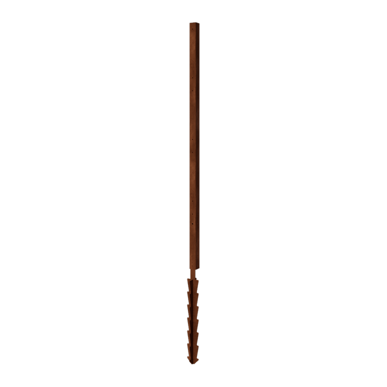 Poteau d'angle en acier corten avec piquet de terre 190 x 6 x 3 cm