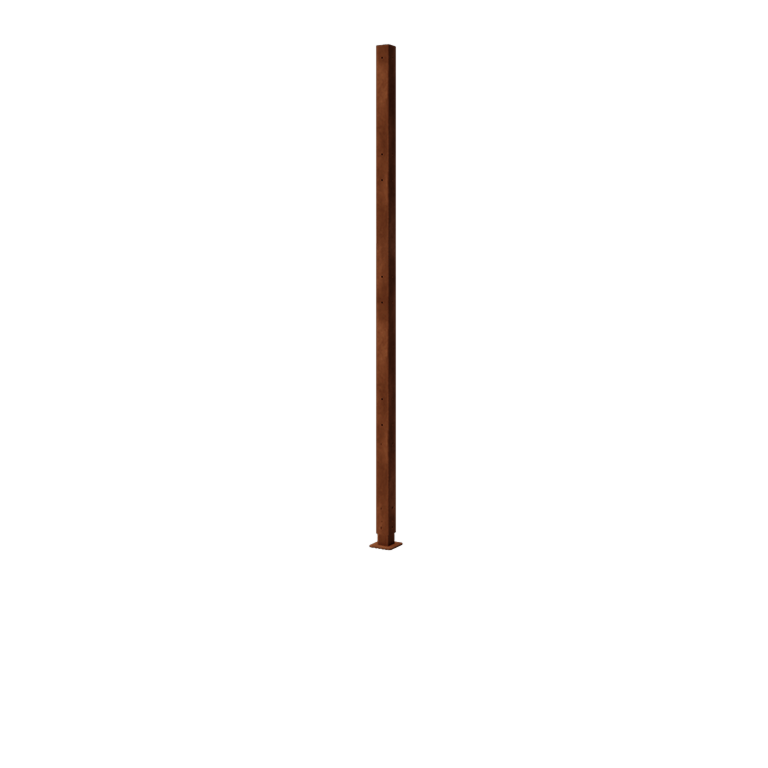 Poteau en acier Corten - Angle avec base plate - 190 x 6 x 6 cm