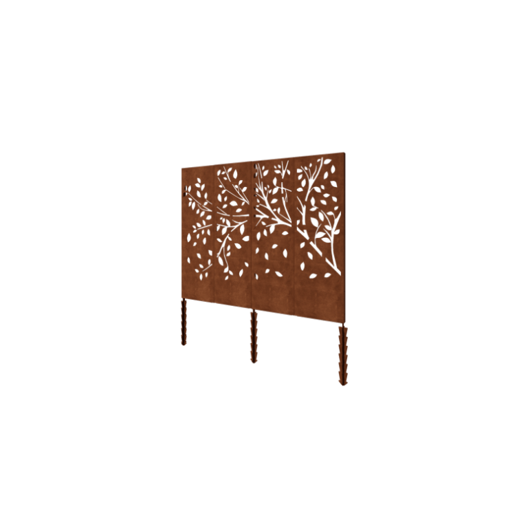 Arbre à panneaux en acier corten, ensemble complet 240 x 6 x 190 cm