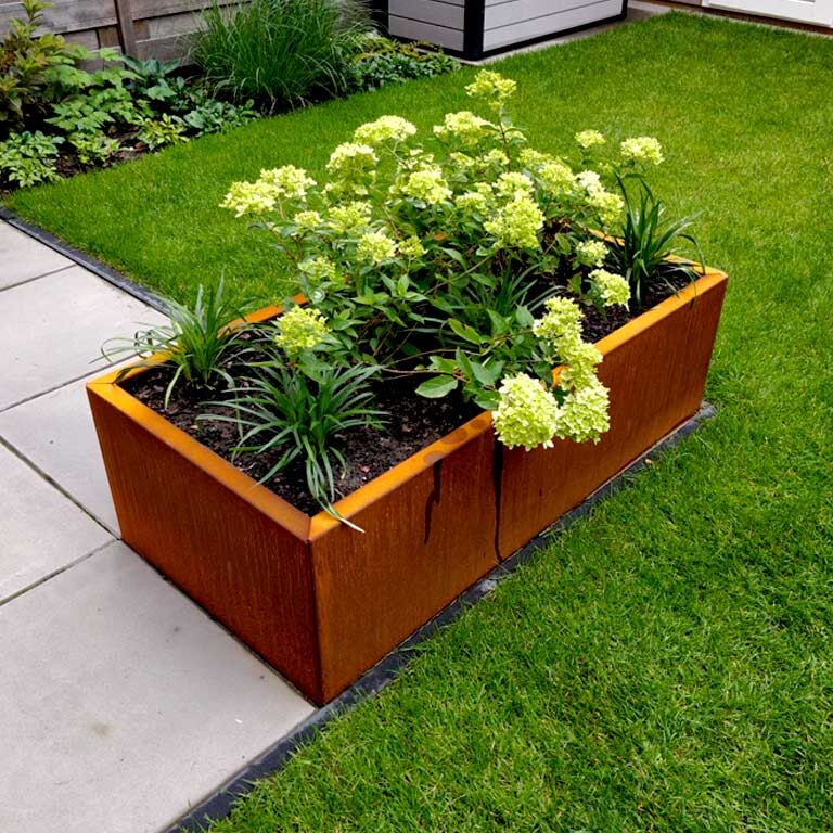 Bac à plantes en acier corten Texas 60 x 120 cm