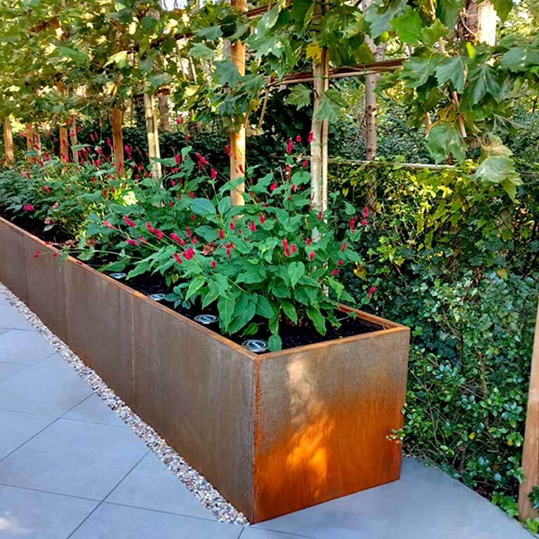 Jardinière en acier corten Texas xxl 500 x 30 cm