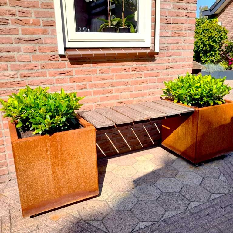 Jardinière en acier Corten avec banc Vegas Miami