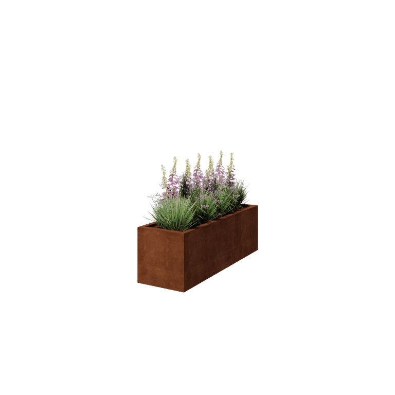 Bac à plantes soudée en acier corten Montana 150 x 50 x 50 cm