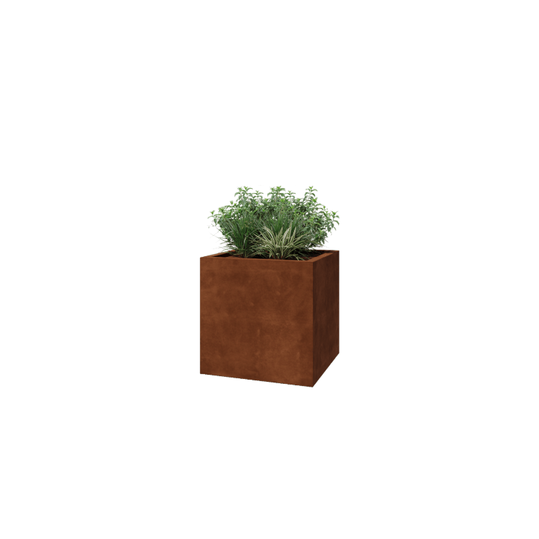 Jardinière en acier Corten - Carré - 70 x 70 x 70 cm - Soudé - Avec plaque de fond