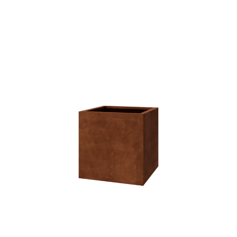 Jardinière en acier Corten - Carré - 70 x 70 x 70 cm - Soudé - Avec plaque de fond