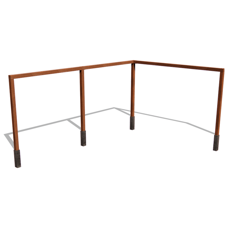 pergola de coin en acier corten 600 x 412 cm