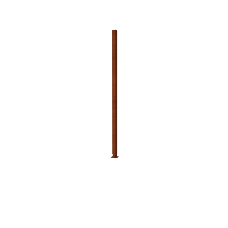 Clôture en acier corten H poteau d'angle avec base plate 190 x 6 x 6 cm